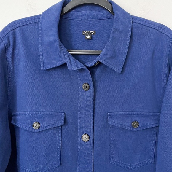 J.Crew Cargo Cropped Shirt Jacket Chino Blue Womens 18 - Picture 5 of 14